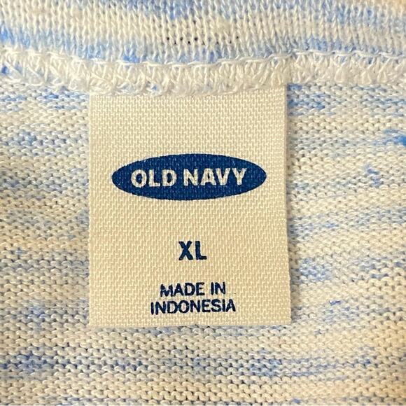 Old Navy Cropped Linen Loose Fit Flutter Sleeve Blue Mini Stripe Women’s Size XL - Picture 5 of 7